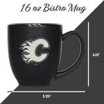 Rico Industries NHL Hockey Calgary Flames 15oz Laser Engraved Matte Black Ceramic Bistro Mug - For Hot or Cold Drinks