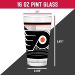 Rico Industries NHL Hockey Philadelphia Flyers 16 oz Pint Glasses with Digitally Printed Logo, Set of 2 Classic Drinking Glasses, for Fans, Dishwasher Safe