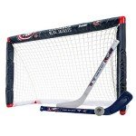 Franklin Sports Columbus Blue Jackets Mini Hockey Set - Knee Hockey Goal, Ball, & 2 Hockey Stick Combo Set - Mini Goal Net - NHL Official Hockey Set , 28" x 20" x 12"