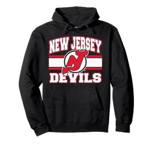New Jersey Devils Stripe Black Officially Licensed Pullover Hoodie