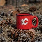 Rico Industries NHL Hockey Calgary Flames Red Speckle 12oz Laser Engraved Campfire Mug