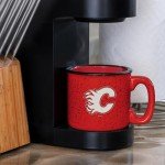 Rico Industries NHL Hockey Calgary Flames Red Speckle 12oz Laser Engraved Campfire Mug