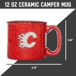 Rico Industries NHL Hockey Calgary Flames Red Speckle 12oz Laser Engraved Campfire Mug