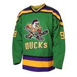 Mighty Ducks Jersey #96 Charlie Conway #99 Adam Banks #33 Greg Goldberg #66 Gordon Bombay Movie Hockey Jersey White Green (99 Green, XX-Large)