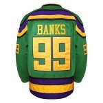 Mighty Ducks Jersey #96 Charlie Conway #99 Adam Banks #33 Greg Goldberg #66 Gordon Bombay Movie Hockey Jersey White Green (99 Green, XX-Large)