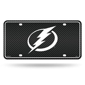 Rico Industries NHL Tampa Bay Lightning Carbon Fiber Metal Auto Tag 8.5" x 11" - Great for Truck/Car/SUV