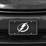Rico Industries NHL Tampa Bay Lightning Carbon Fiber Metal Auto Tag 8.5" x 11" - Great for Truck/Car/SUV