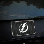 Rico Industries NHL Tampa Bay Lightning Carbon Fiber Metal Auto Tag 8.5" x 11" - Great for Truck/Car/SUV