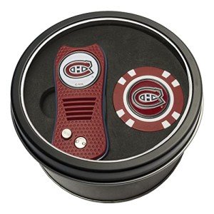 Team Golf NHL Montreal Canadiens Tin Gift Set with Retractable Divot Tool and Golf Chip Gift Set & Chip, Includes 2 Double-Sided Enamel Ball Markers, Patented Design, Less Damage to Greens
