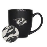 Rico Industries NHL Hockey Nashville Predators 15oz Laser Engraved Matte Black Ceramic Bistro Mug - For Hot or Cold Drinks