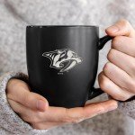 Rico Industries NHL Hockey Nashville Predators 15oz Laser Engraved Matte Black Ceramic Bistro Mug - For Hot or Cold Drinks