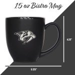Rico Industries NHL Hockey Nashville Predators 15oz Laser Engraved Matte Black Ceramic Bistro Mug - For Hot or Cold Drinks