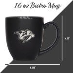 Rico Industries NHL Hockey Nashville Predators 15oz Laser Engraved Matte Black Ceramic Bistro Mug - For Hot or Cold Drinks