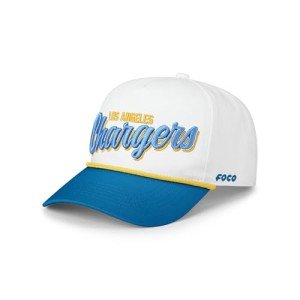 FOCO Men's Los Angeles Chargers Cap NFL Team Logo Monty Script Marquee RF Hat, White