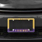 Rico Industries NFL Football Minnesota Vikings Two-Tone 12" x 6" Chrome All Over Automotive License Plate Frame for Car/Truck/SUV