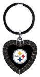 Rico Industries NFL Pittsburgh Steelers NFL Rhinestone Heart Colored Keychain, Black, 3-inches in length