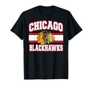 Chicago Blackhawks Stripe Black Officially Licensed T-Shirt
