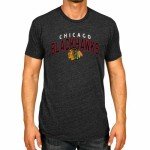 Wright & Ditson NHL Adult Powerplay Heathered Unisex T-Shirt - 100% Cotton - Tagless and Comfortable (Chicago Blackhawks - Black Heather, Large)