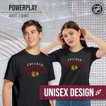 Wright & Ditson NHL Adult Powerplay Heathered Unisex T-Shirt - 100% Cotton - Tagless and Comfortable (Chicago Blackhawks - Black Heather, Large)