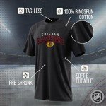 Wright & Ditson NHL Adult Powerplay Heathered Unisex T-Shirt - 100% Cotton - Tagless and Comfortable (Chicago Blackhawks - Black Heather, Large)