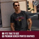 Wright & Ditson NHL Adult Powerplay Heathered Unisex T-Shirt - 100% Cotton - Tagless and Comfortable (Chicago Blackhawks - Black Heather, Large)