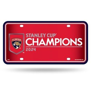 Rico Industries NHL Hockey Florida Panthers 2024 Stanley Cup Champions Metal Auto Tag 6" x 12" - Great for Truck/Car/SUV