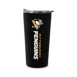 Rico Industries NHL Hockey Pittsburgh Penguins 18oz Soft Touch, Easy Grip Tumbler