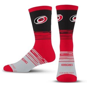 For Bare Feet NHL CAROLINA HURRICANES Elevate Premium Dress Crew Sock Team Color Large