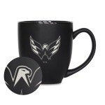 Rico Industries NHL Hockey Washington Capitals 15oz Laser Engraved Matte Black Ceramic Bistro Mug - For Hot or Cold Drinks