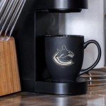 Rico Industries NHL Hockey Vancouver Canucks 15oz Laser Engraved Matte Black Ceramic Bistro Mug - For Hot or Cold Drinks