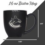 Rico Industries NHL Hockey Vancouver Canucks 15oz Laser Engraved Matte Black Ceramic Bistro Mug - For Hot or Cold Drinks