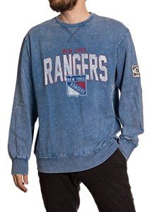 Calhoun NHL Surf & Skate Unisex Acid Wash Ultra-Soft Crewneck Sweatshirt (Large, New York Rangers)