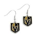 Aminco NHL Vegas Golden Knights Logo Dangler Earrings, Black, 2.5