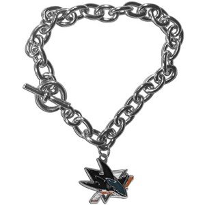NHL Siskiyou Sports Womens San Jose Sharks Charm Chain Bracelet, white, One Size