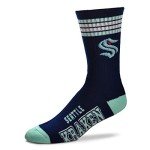 For Bare Feet NHL Seattle Kraken 4 Stripe Deuce Crew Sock Team Color YOUTH