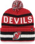 47 NHL Unisex-Adult Team Color Officially Licensed Primary Logo Bering Sport Knit Cuffed Pom Beanie Cold Weather Hat - New Jersey Devils Red