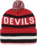 47 NHL Unisex-Adult Team Color Officially Licensed Primary Logo Bering Sport Knit Cuffed Pom Beanie Cold Weather Hat - New Jersey Devils Red