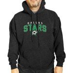 Wright & Ditson NHL Adult Unisex Powerplay Hooded Sweatshirt - Cotton Poly Fleece - Tagless and Comfortable (Dallas Stars - Black Heather, Adult Large)