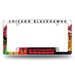 Rico Industries NHL Chicago Blackhawks Primary 12" x 6" Chrome All Over Automotive License Plate Frame for Car/Truck/SUV