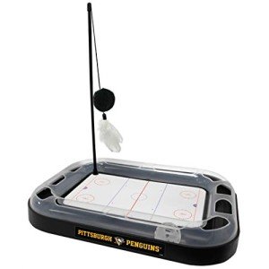 Pets FIrst Cat Scratching Toy NHL Pittsburgh Penguins Hockey Field Cat Scratcher Tiy with Interactive Cat Ball Bell in Tracks. 5-in-1 CAT Toy