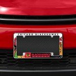 Rico Industries NHL Chicago Blackhawks Primary 12" x 6" Chrome All Over Automotive License Plate Frame for Car/Truck/SUV
