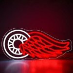 Ice Hockey Neon Sign,Detroit Red Wings Team,Detroit LED Sign,Sport Lights,Red Light, Club Decor,Hockey Gifts for Boys,Hockey Fans,Size 17.7 * 8.3 inches(XD104), FMXD600