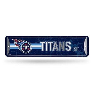 Rico Industries NFL Tennessee Titans Home Décor Metal Street Sign (4" x 15") - Great for Home, Office, Bedroom, & Man Cave - Made,Silver
