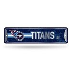 Rico Industries NFL Tennessee Titans Home Décor Metal Street Sign (4" x 15") - Great for Home, Office, Bedroom, & Man Cave - Made,Silver