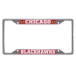 FANMATS 14790 Chicago Blackhawks Chrome Metal License Plate Frame, Team Colors, 6.25in x 12.25in