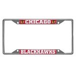 FANMATS 14790 Chicago Blackhawks Chrome Metal License Plate Frame, Team Colors, 6.25in x 12.25in