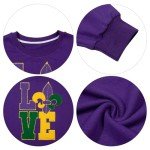 FASHGL Mardi Gras Sweatshirt Women Carnival Glitter Patch Shirt Saints New Orleans Pullover Mardi Gras Day Tee Tops Purple