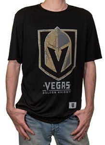NHL Mens Loose Fit Performance Rashguard Wicking Short Sleeve Shirt (Vegas Golden Knights, Medium)