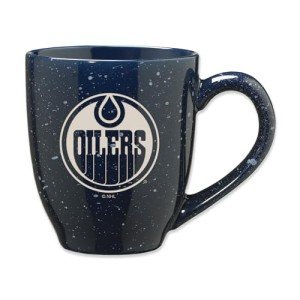 Rico Industries NHL Hockey Edmonton Oilers Navy 16 oz Team Color Laser Engraved Speckled Ceramic Coffee Mug