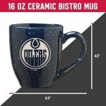 Rico Industries NHL Hockey Edmonton Oilers Navy 16 oz Team Color Laser Engraved Speckled Ceramic Coffee Mug